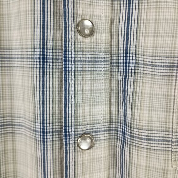 Vintage Quiksilver Edition Mens Gray Plaid Short Sleeve Shirt Size L Pearl Snap - Picture 4 of 7